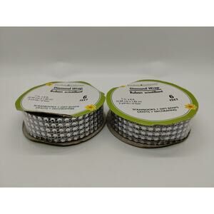 Diamond Wrap Ribbon Lot Of 2 Silver 6 Ft. Crafts Decorating Floral Garden